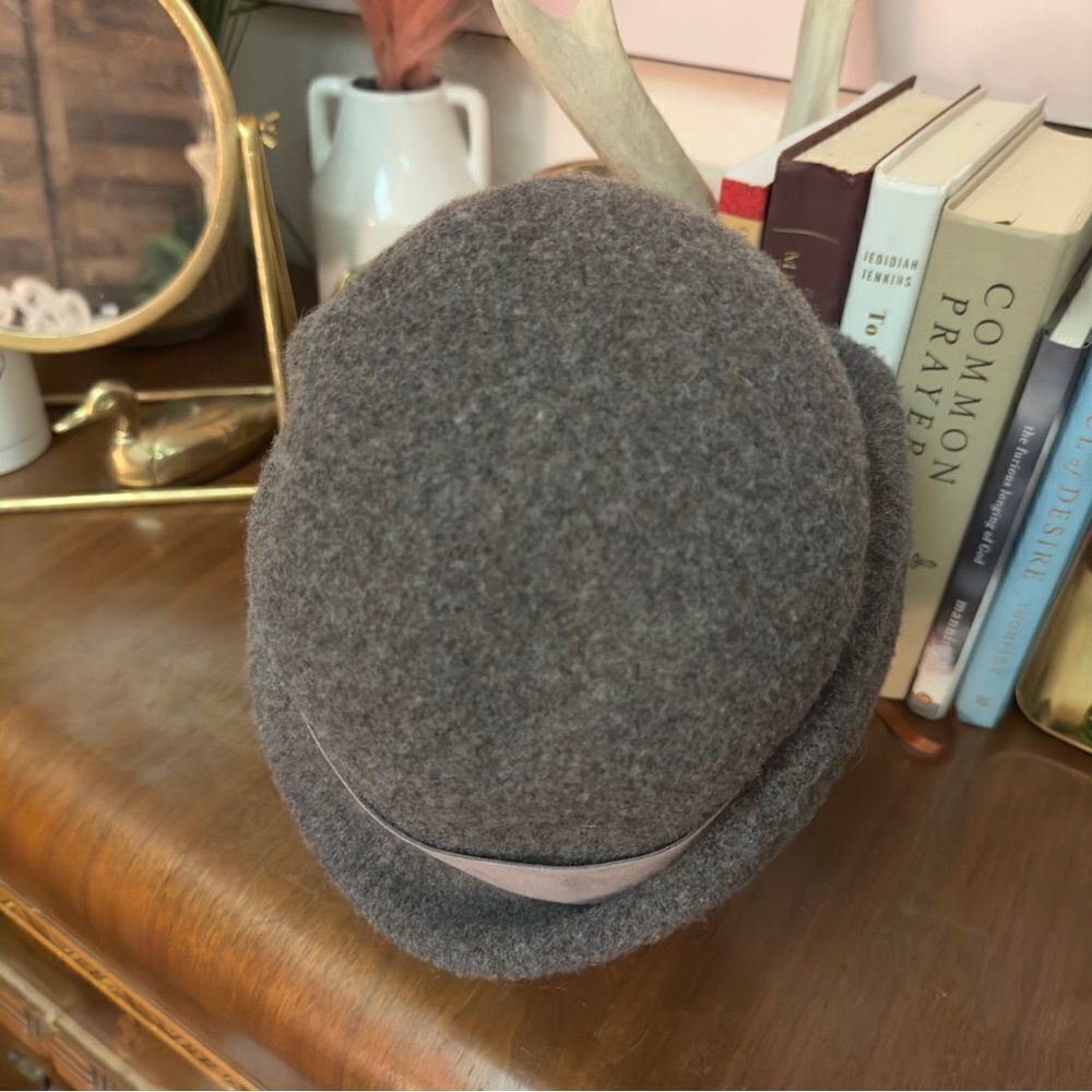 Shihreen grey wool fedora style vintage inspired hat ribbon trim - Picture 7 of 12